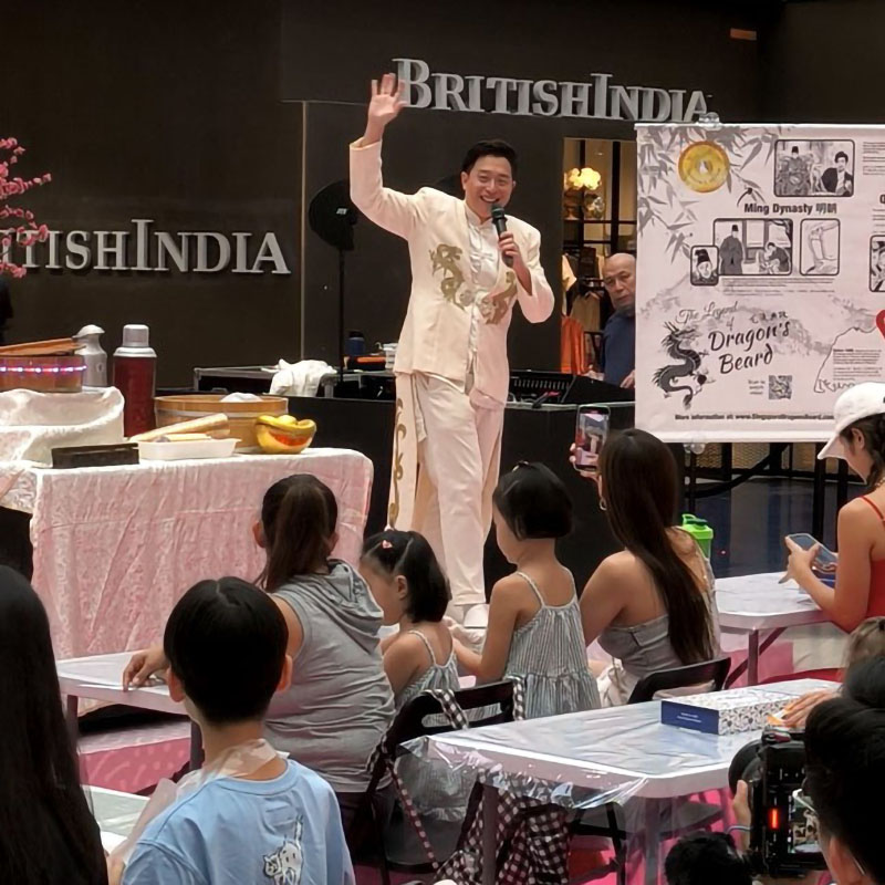 Roger sharing the history of Dragon's Beard Candies